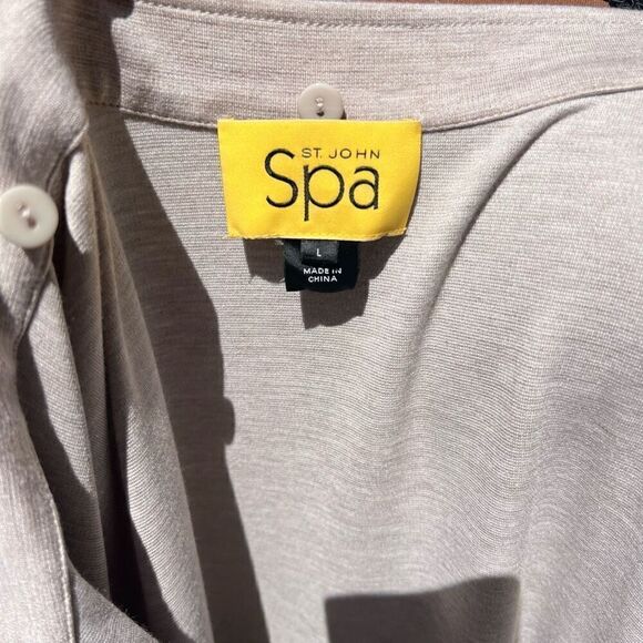 St. John Spa Zip Up Sweatshirt Long Sleeve Jacket Oatmeal Melange Women’s Large - Picture 11 of 16